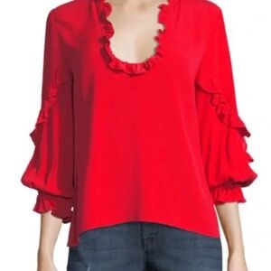 Alexie Women's Scoop Neck Ruffle Blouse